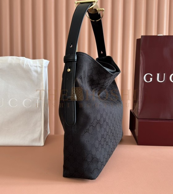 Gvc*1 Beatrix Black Calfskin Shoulder Bag with Horsebit Detail Model 850546 Italy Size 40x36x12cm Master Quality