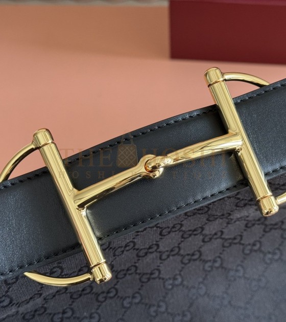 Gvc*1 Beatrix Black Calfskin Shoulder Bag with Horsebit Detail Model 850546 Italy Size 40x36x12cm Master Quality