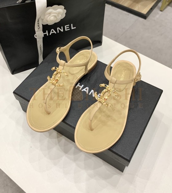 Ch**el Sandals Lambskin Leather Women