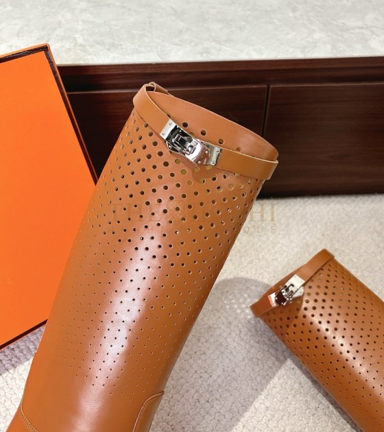 H**me5 Jumping Riding Boots Swift Calfskin Brown Women