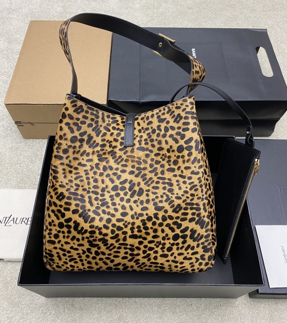 Sa1nt Lau*nt Y51 Jamie Hobo Bag Cow Hair & Lambskin with Leopard Print Size 30×31×13cm Master Quality