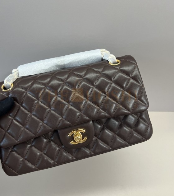 Ch**el CF 25cm Upgraded Lambskin Classic Flap Bag Dark Brown Master Quality