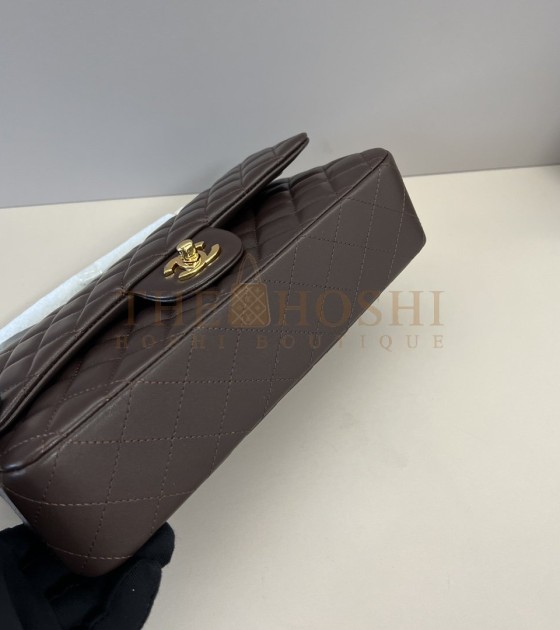 Ch**el CF 25cm Upgraded Lambskin Classic Flap Bag Dark Brown Master Quality
