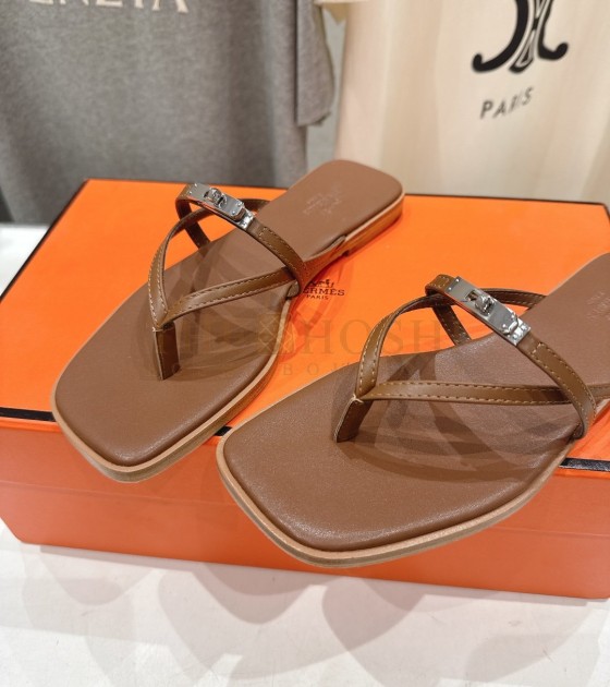 H**me5 Oran Sandals Calfskin Leather Brown Women