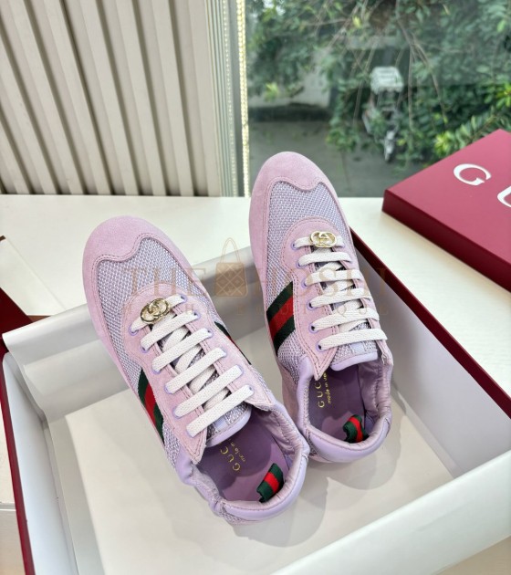 Gvc*1 Ace Sneakers Women White Suede Leather GG Canvas Size 35-40 Master Quality