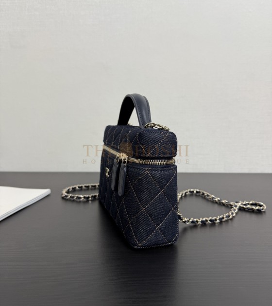 Ch**el 25C Denim Vanity Case Bag with Chain 17x19.5x5cm Master Quality