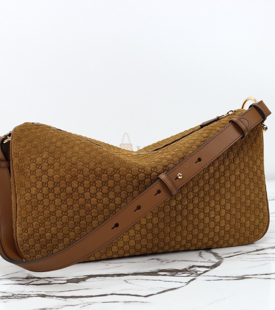 Gvc*1 Horsebit Shoulder Bag Suede Leather Brown Size  38*20*15 cm Master Quality