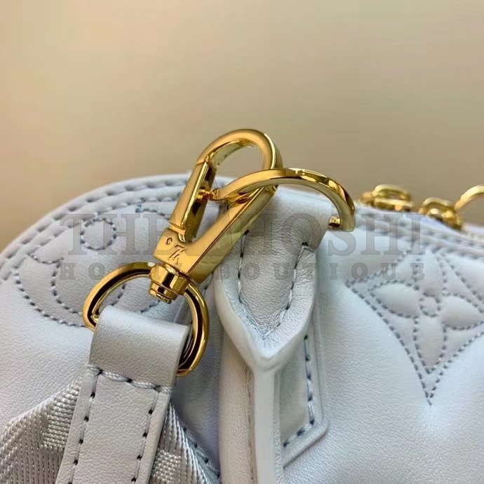 L0vis Vvtt0n LV Women Alma BB Handbag Blue Quilted Embroidered Smooth Calf Master Quality