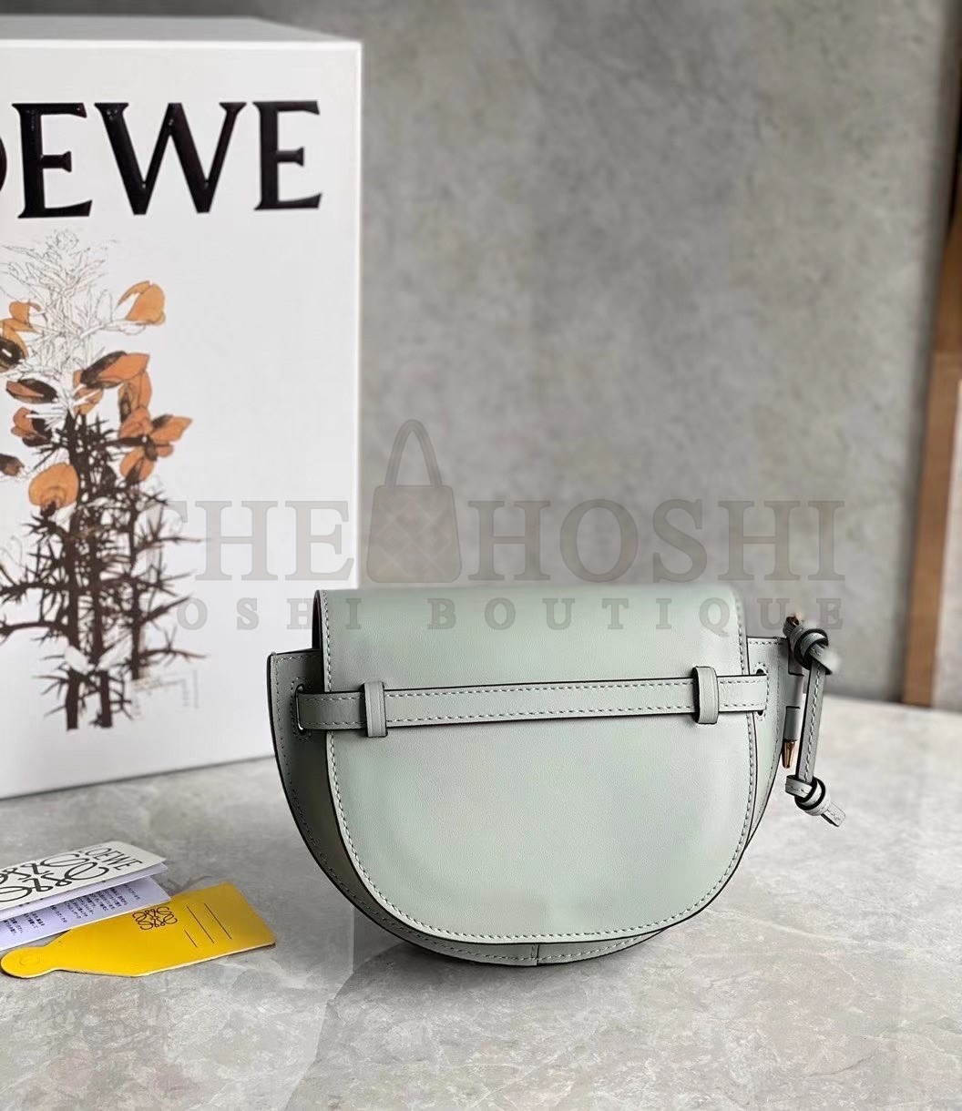 L0ew* Mini Gate Dual Bag In Ash Grey Calfskin Master Quality
