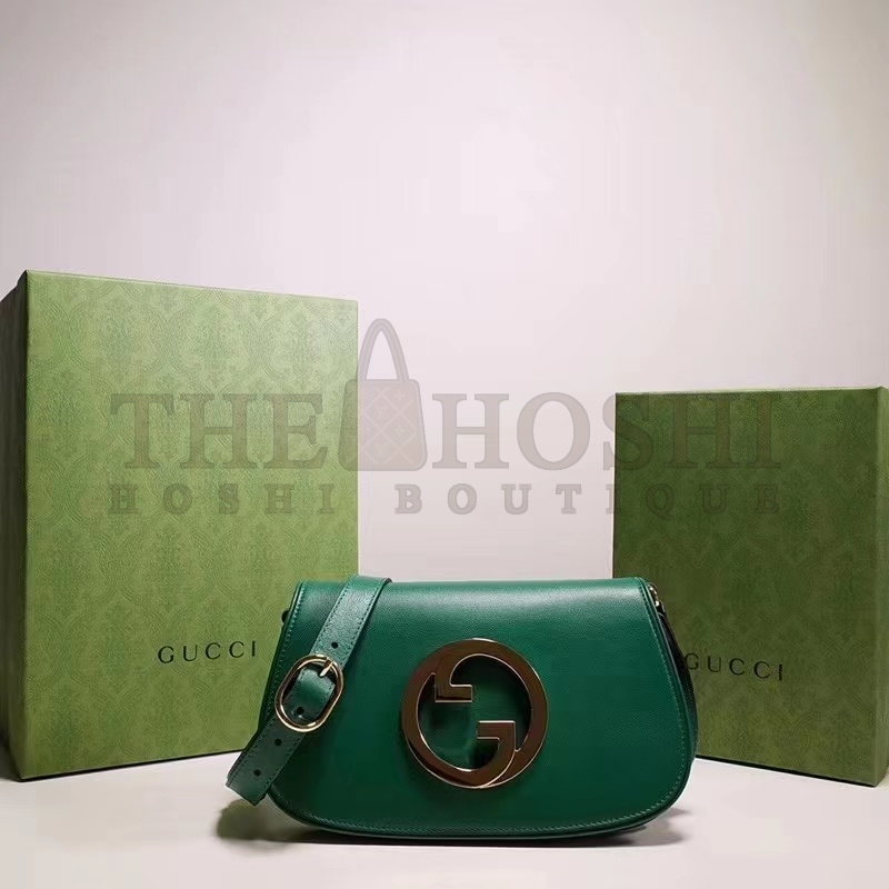 Gvc*1 Women GG Blondie Shoulder Bag Emerald Green Leather Round Interlocking G Master Quality