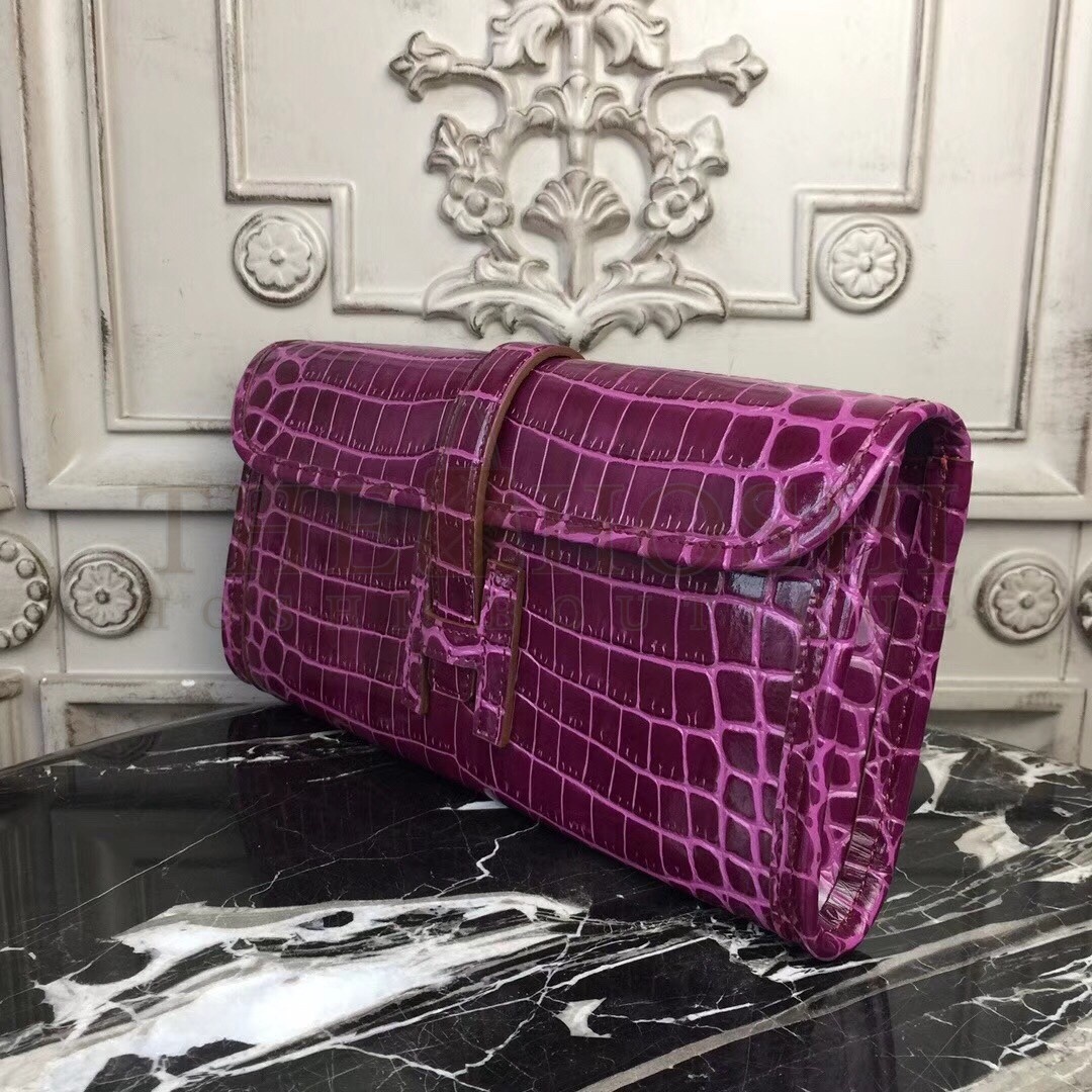 H**me5 Jige Elan 29 Clutch In Fuchsia Crocodile Leather Master Quality