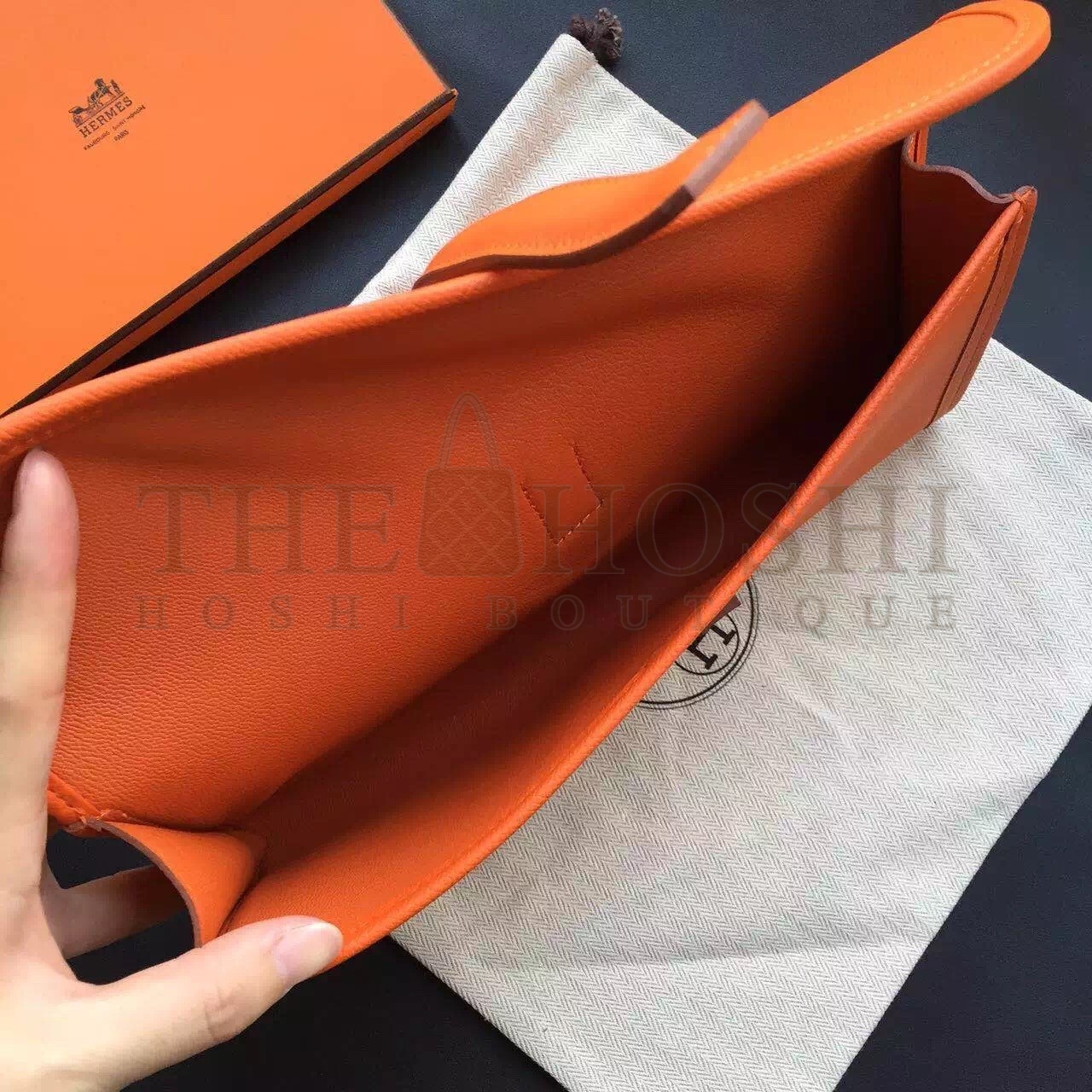 H**me5 Orange Epsom Jige Elan 29 Clutch Bag Master Quality