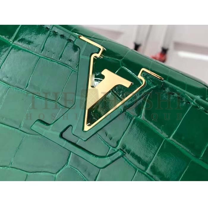 L0vis Vvtt0n LV Women Capucines Mini Handbag Green Crocodilien Brillant Savoir Faire Master Quality