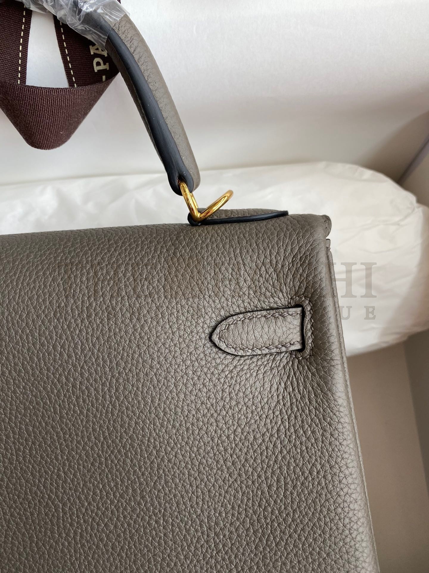 H**me5 Kelly Retourne 25 Handmade Bag In Etain Clemence Leather Master Quality