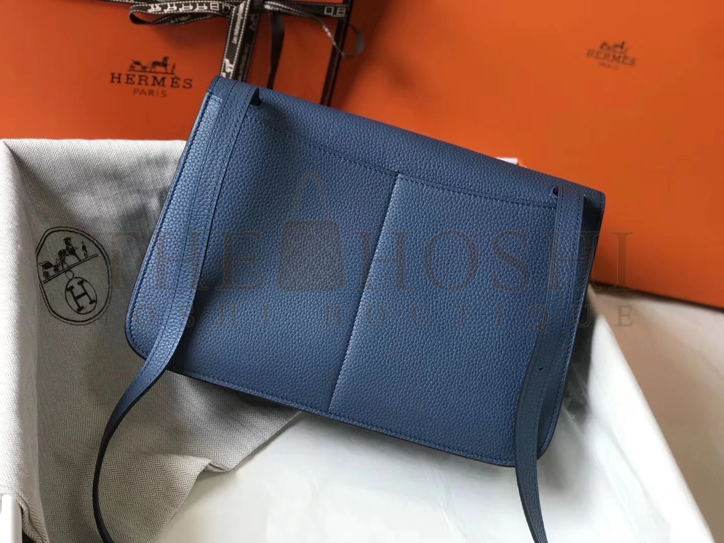 H**me5 Halzan 31cm Bag In Blue Agate Clemence Leather Master Quality