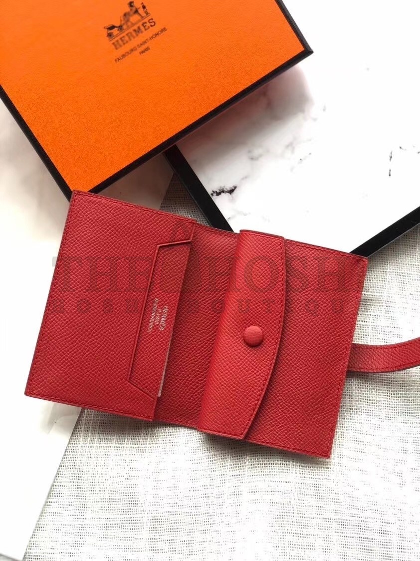 H**me5 Bearn Mini Wallet In Red Epsom Leather Master Quality