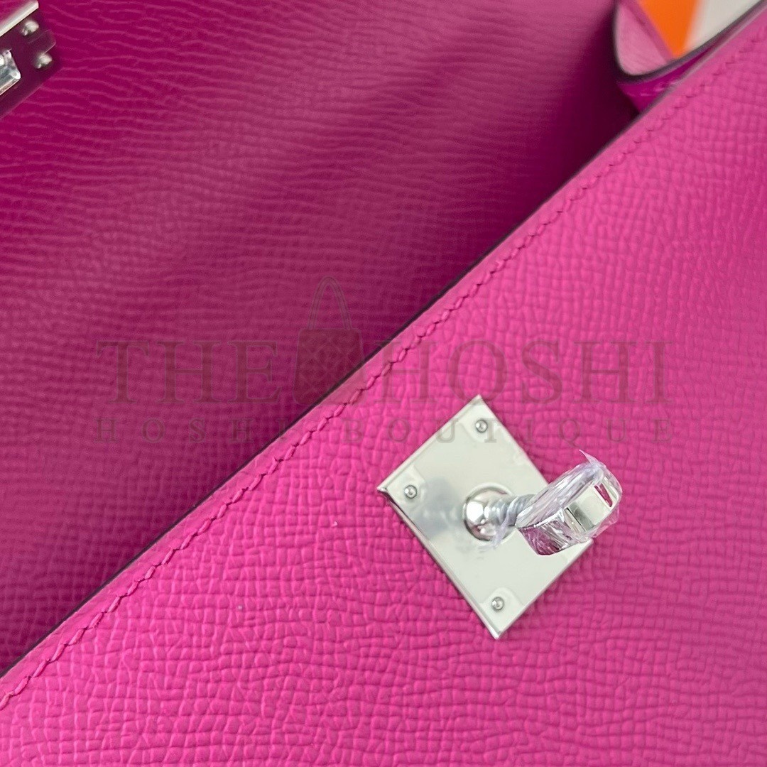 H**me5 Kelly Pochette Handmade Bag In Rose Purple Epsom Calfskin Master Quality