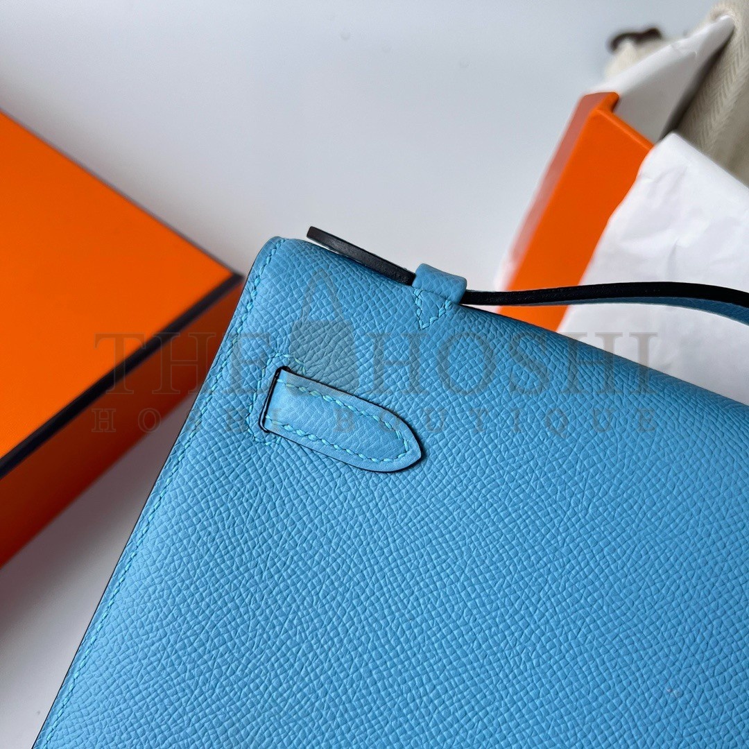 H**me5 Kelly Pochette Handmade Bag In Blue du Nord Epsom Calfskin Master Quality