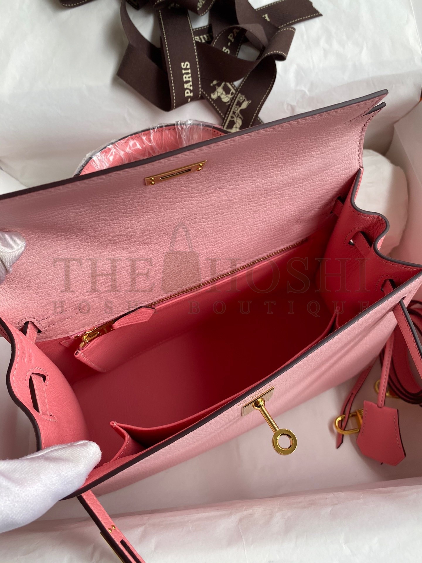 H**me5 Kelly Sellier 25 Bicolor Bag in Rose Confetti and Lipstick Mysore Goatskin Master Quality