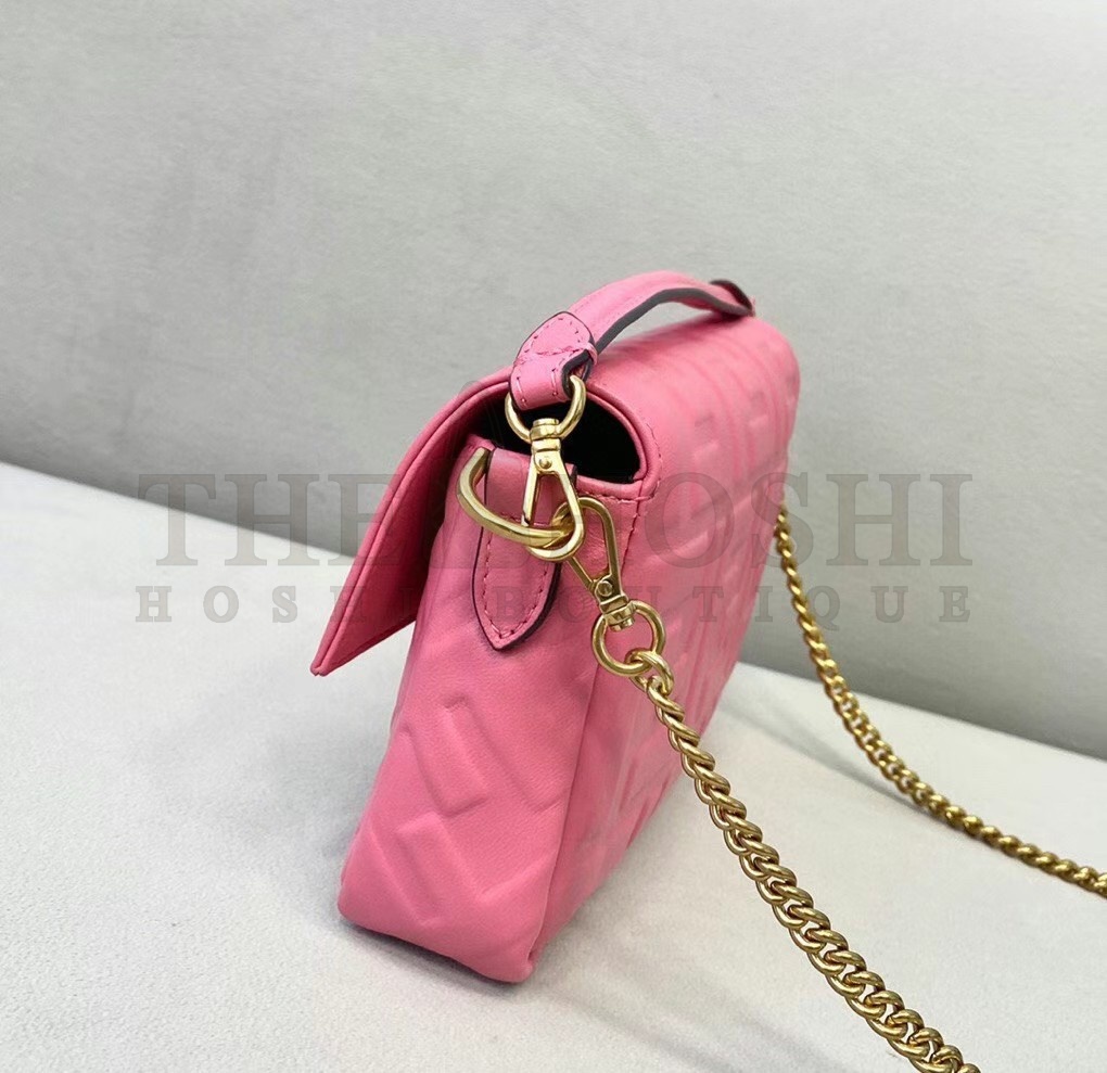 F**di Small Baguette Bag In Pink FF Nappa Leather Master Quality
