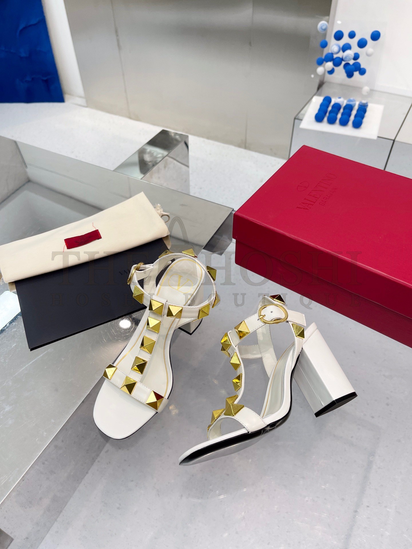 Va1e*ntin0 Roman Stud Sandals 90mm In White Calfskin Master Quality