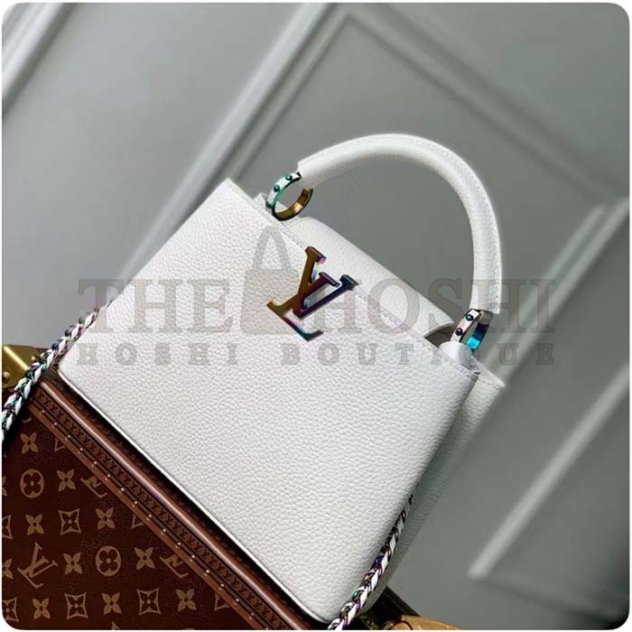 L0vis Vvtt0n LV Women Capucines BB Handbag Snow White Taurillon Leather Cowhide Lining Master Quality