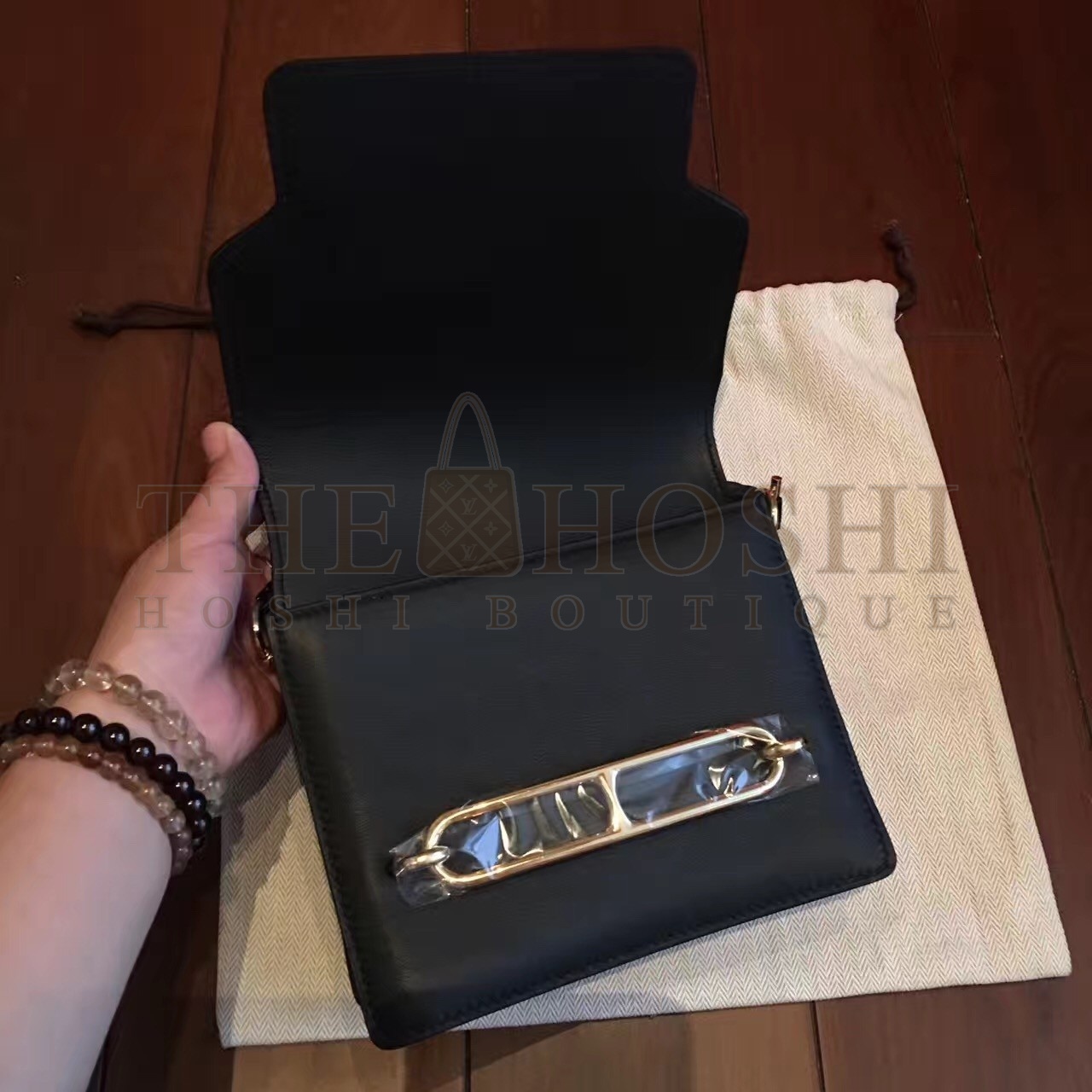 H**me5 Mini Sac Roulis Bag In Black Swift Leather Master Quality