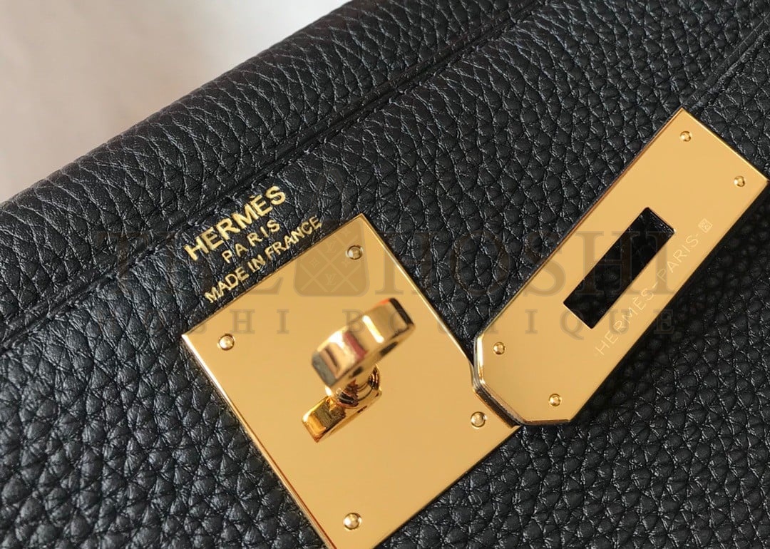 H**me5 Kelly 28cm Retourne Bag in Black Clemence Leather GHW Master Quality