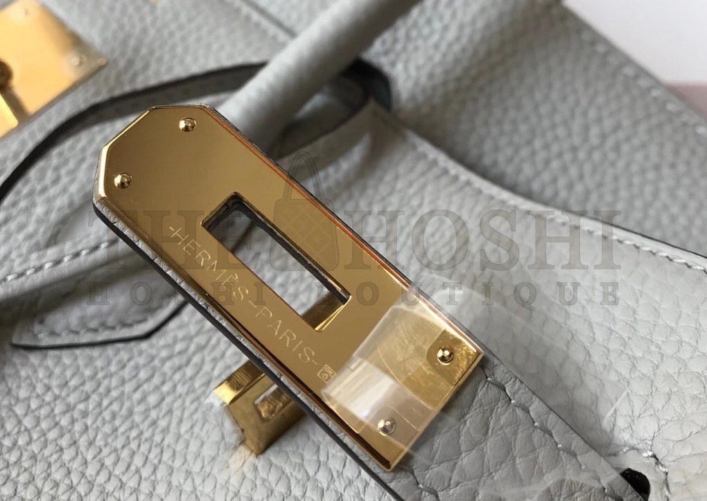 H**me5 Birkin 35 Bag in Pearl Grey Clemence Leather with GHW Master Quality