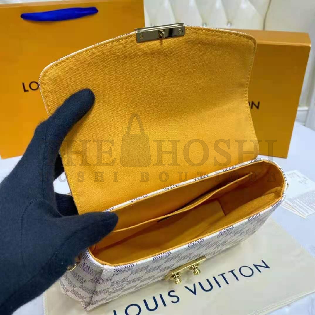 L0vis Vvtt0n LV Women Croisette Hand Bag Pink Damier Azur Coated Canvas Master Quality