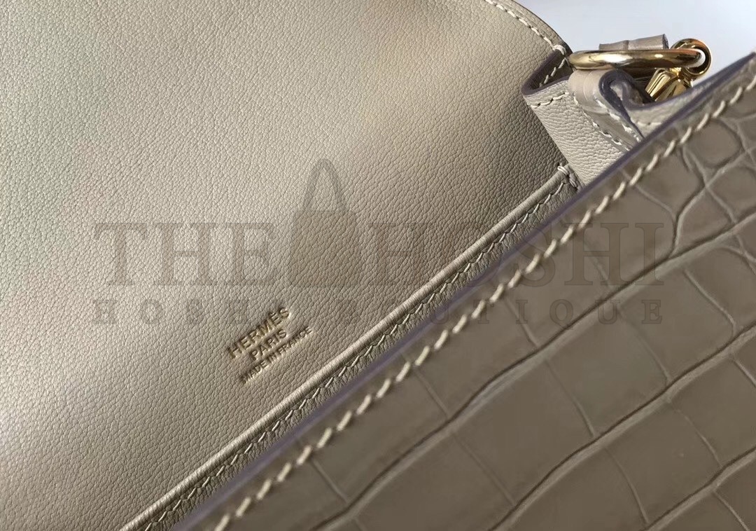 H**me5 Roulis Mini Bag In Taupe Embossed Crocodile Calfskin Master Quality