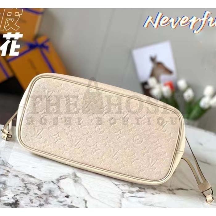 L0vis Vvtt0n Women LV Neverfull MM Carryall Tote Crème Beige Embossed Grained Cowhide M46676 Master Quality