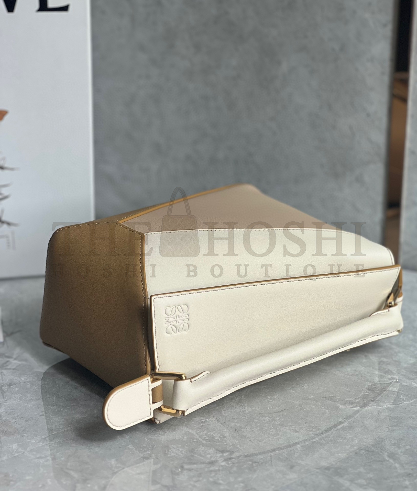 L0ew* Puzzle Mini Bag in Multicolor Angora and Beige Calfskin Master Quality