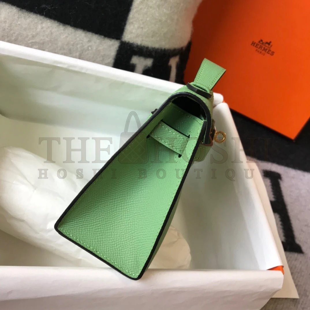 H**me5 Kelly Pochette Clutch Bag In Vert Criquet Epsom Leather Master Quality