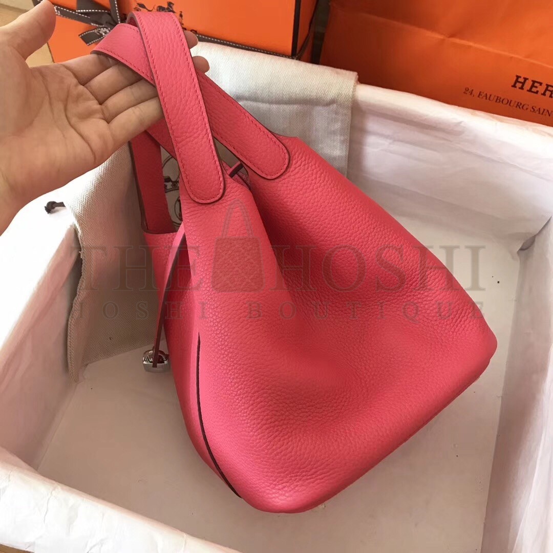 H**me5 Rose Lipstick Picotin Lock PM 18cm Handmade Bag Master Quality