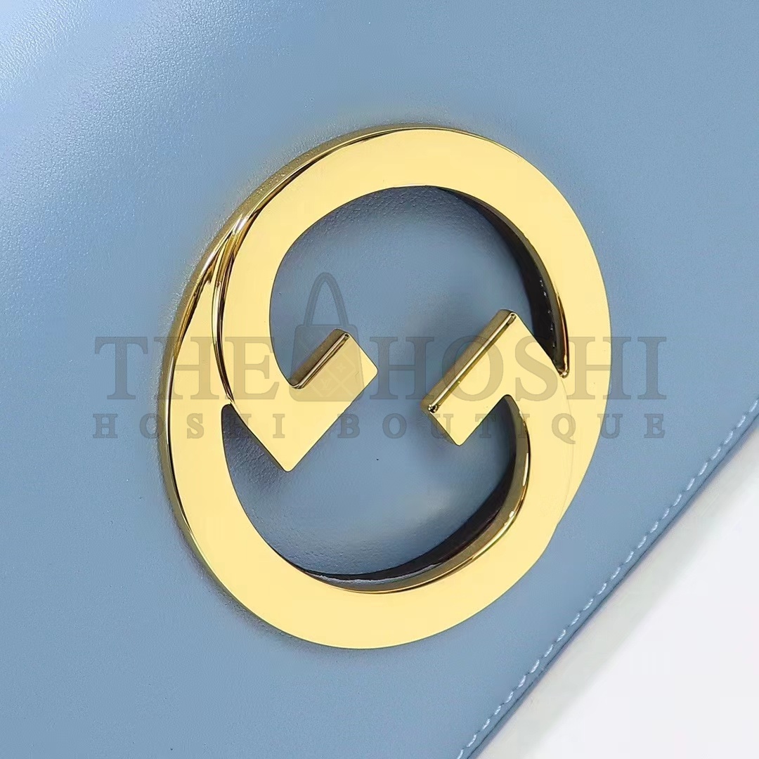 Gvc*1 Women GG Blondie Shoulder Bag Blue Leather Round Interlocking G Master Quality