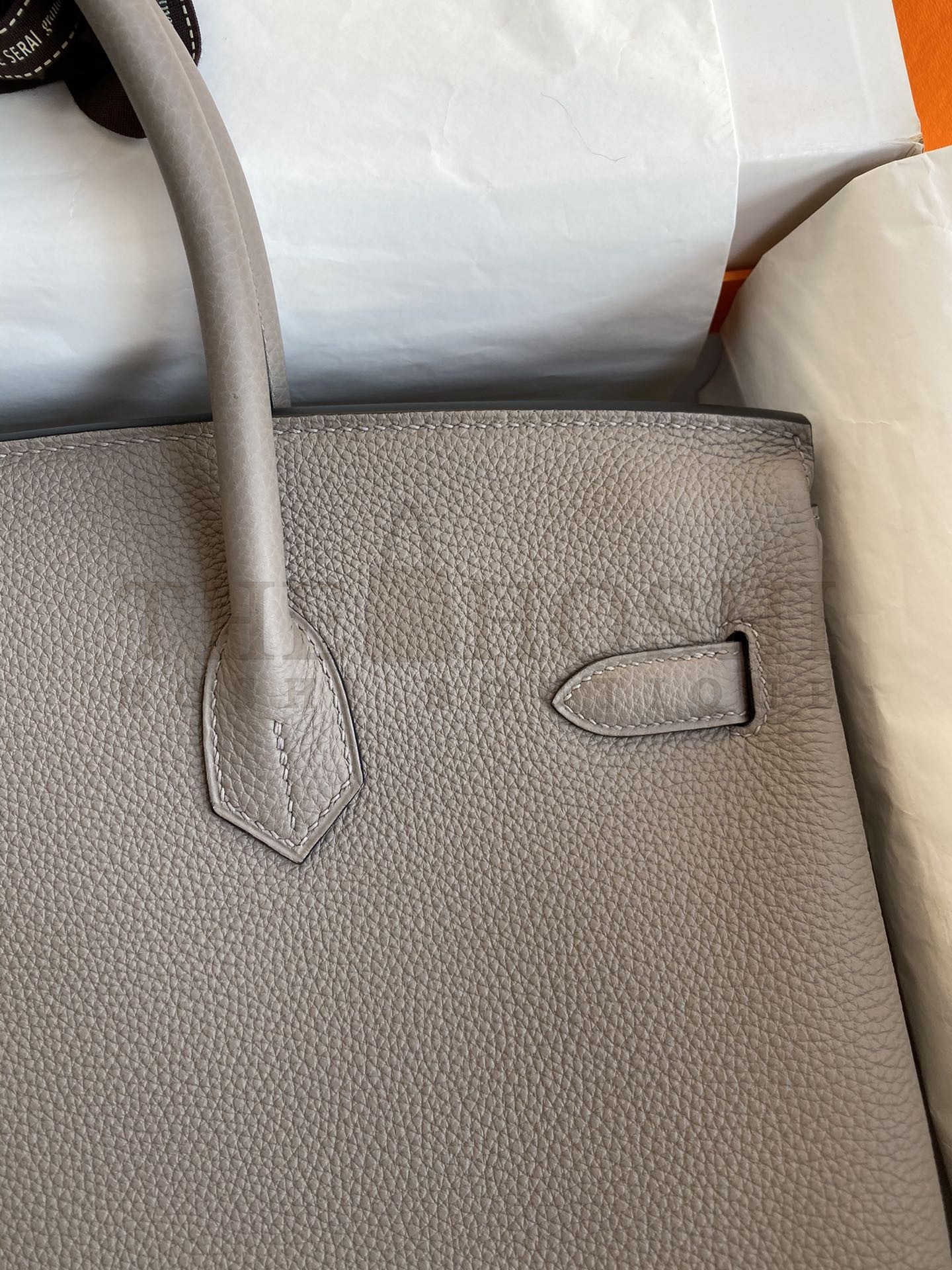 H**me5 Birkin 35 Retourne Handmade Bag In Gris Asphalt Clemence Leather Master Quality