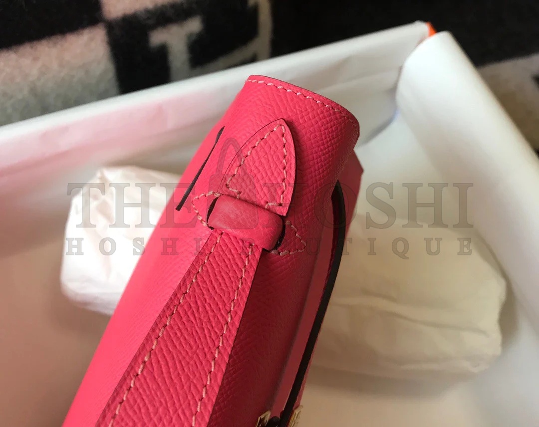 H**me5 Kelly Pochette Clutch Bag In Rose Lipstick Epsom Leather Master Quality