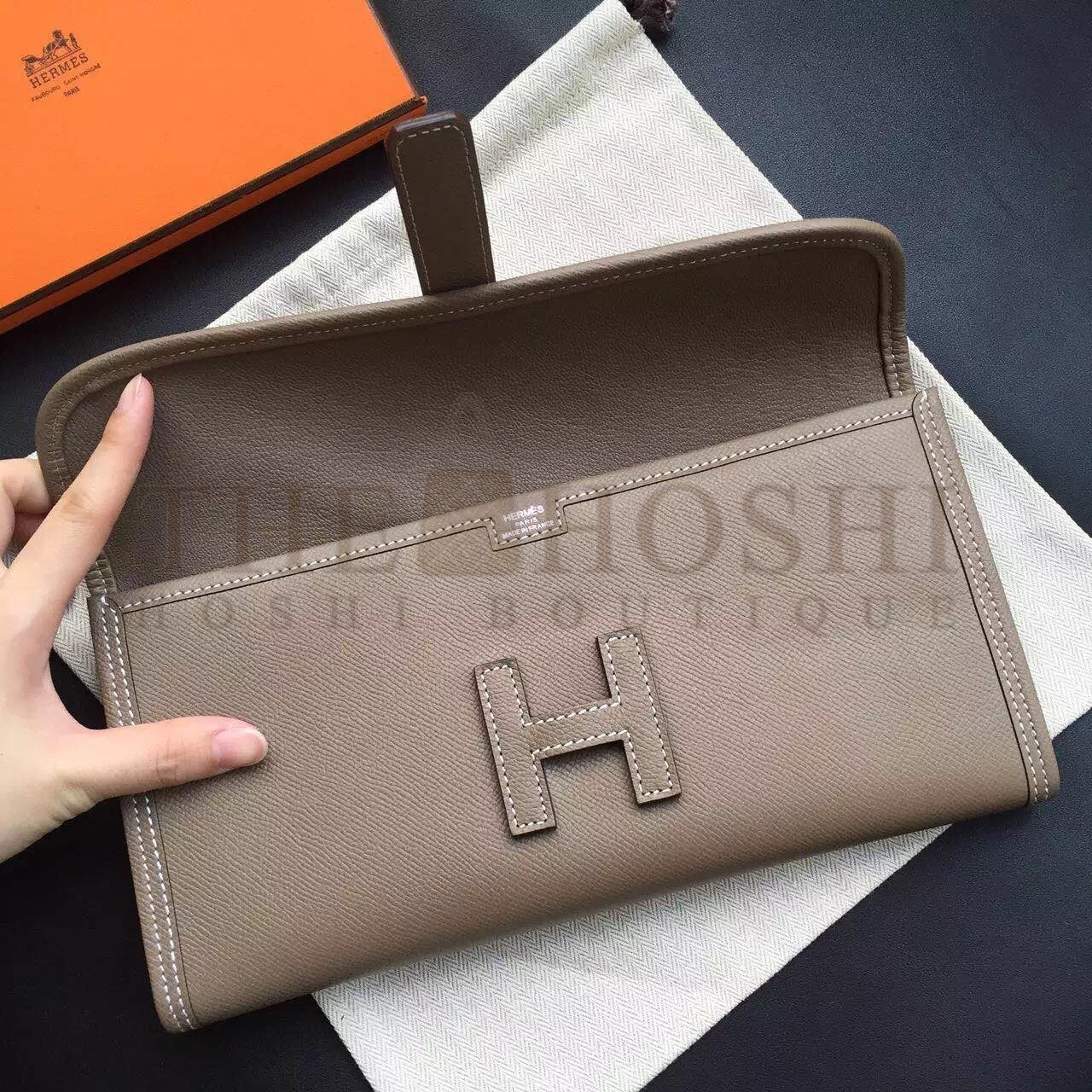 H**me5 Etoupe Epsom Jige Elan 29 Clutch Bag Master Quality