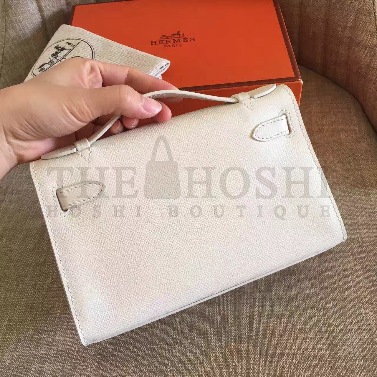 H**me5 White Kelly Pochette Epsom Handmade Bag Master Quality