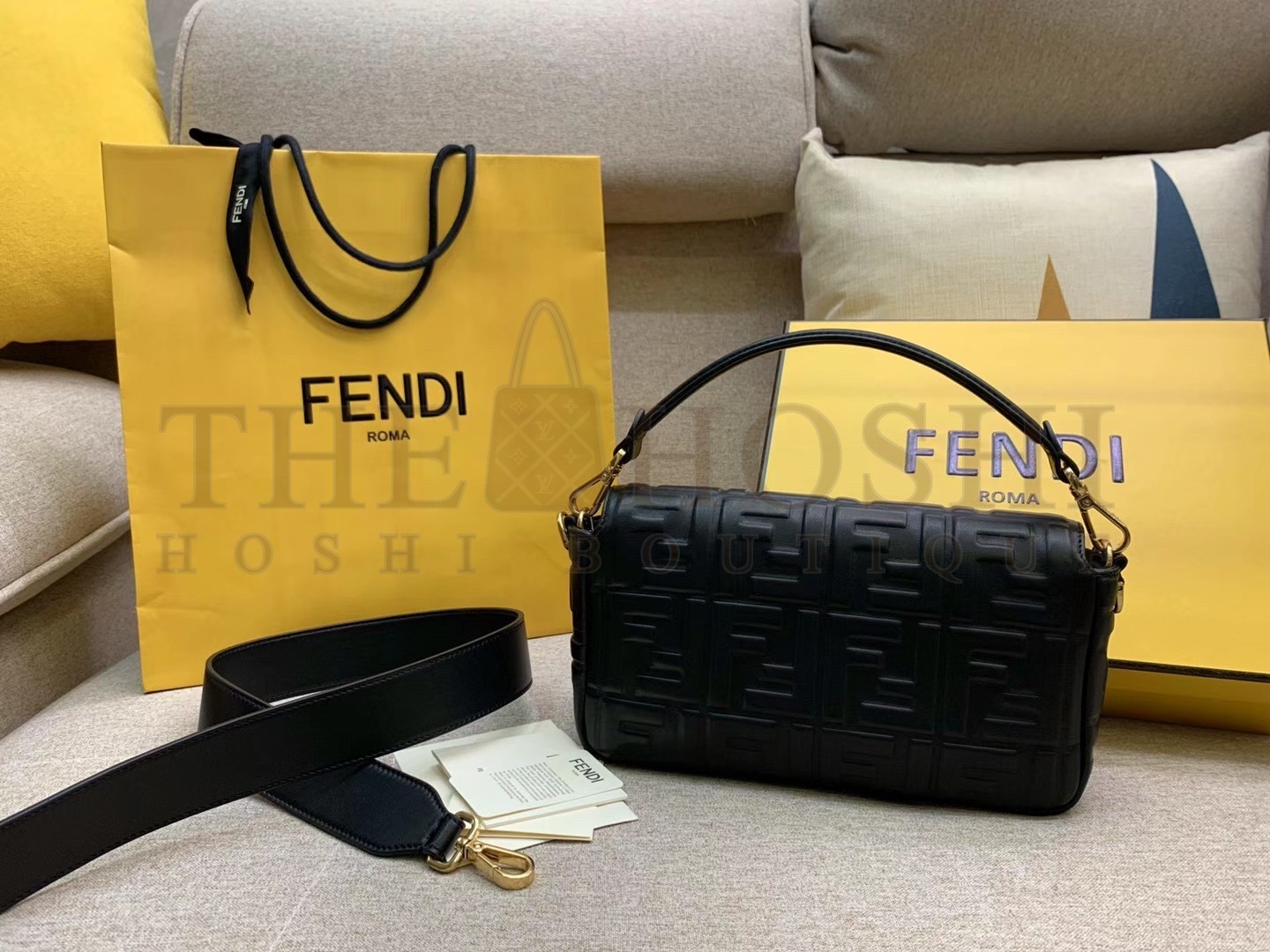 F**di Medium Baguette Bag In Black FF Nappa Leather Master Quality