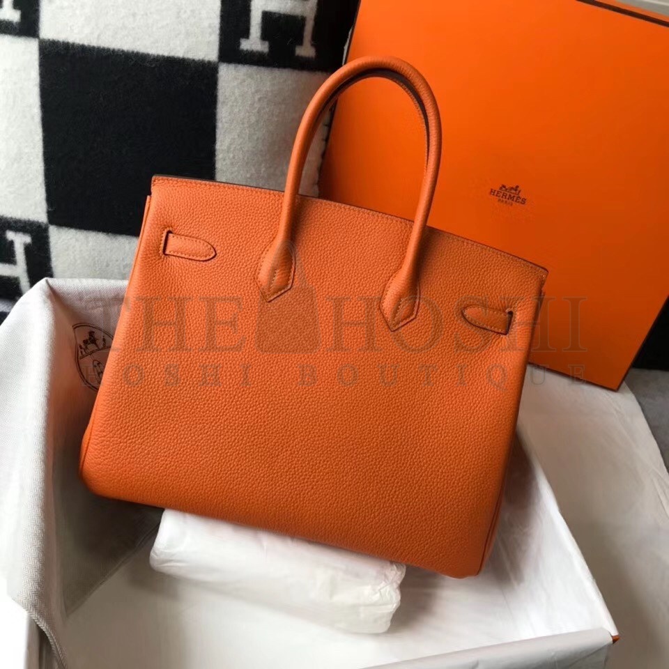 H**me5 Birkin 35 Bag in Orange Clemence Leather with GHW Master Quality