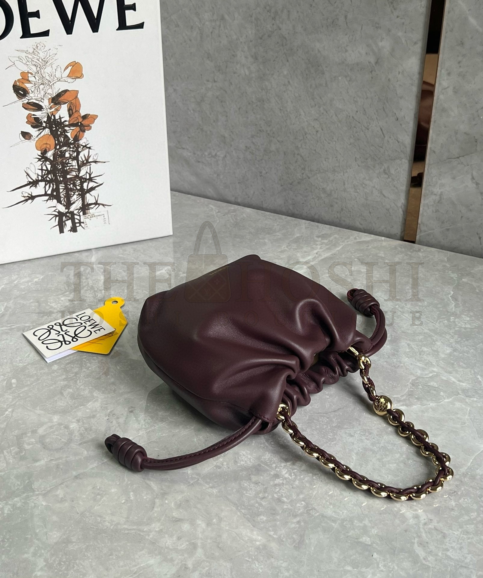 L0ew* Mini Flamenco Purse Bag in Burgundy Nappa Lambskin Master Quality