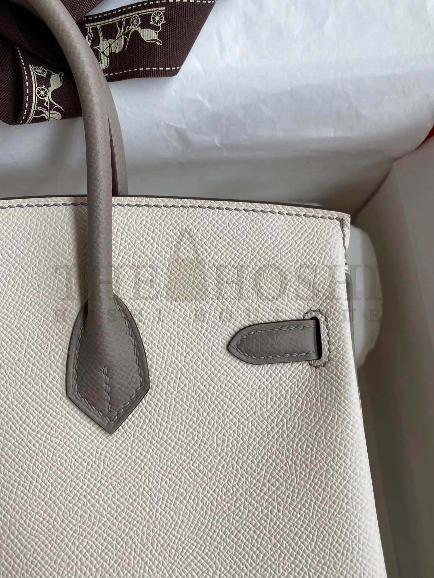 H**me5 HSS Birkin 25 Bicolor Bag in Craie and Gris Asphalt Epsom Calfskin Master Quality