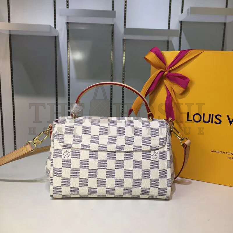 L0vis Vvtt0n LV Women Croisette Handbag in Damier Azur Coasted Canvas-Sandy Master Quality