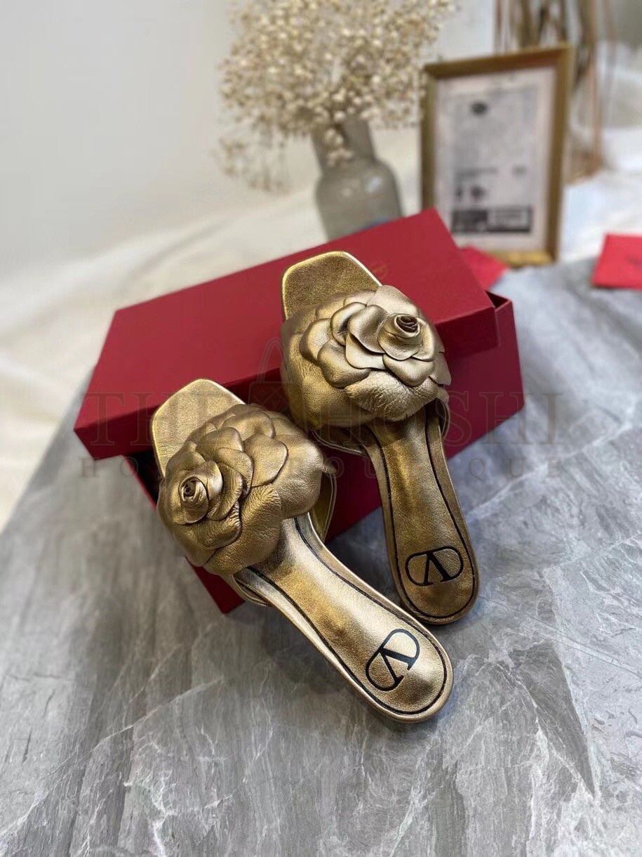 Va1e*ntin0 Atelier Shoes 03 Rose Edition Slides Sandals Gold Master Quality