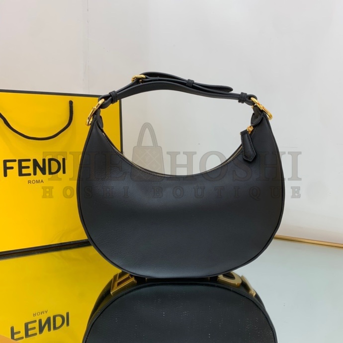 F**di Women F**digraphy Small Black Leather Bag-Black size:24.5 cm Master Quality