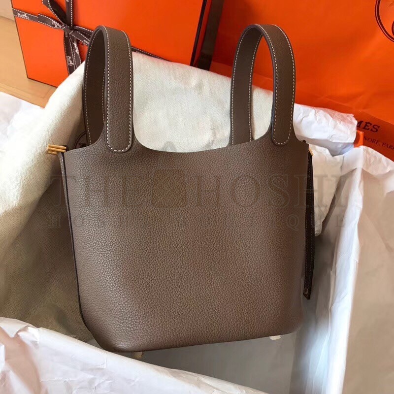 H**me5 Taupe Picotin Lock PM 18cm Handmade Bag Master Quality