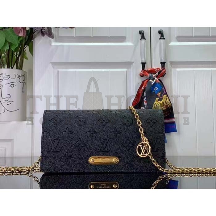 L0vis Vvtt0n LV Women Wallet On Chain Lily Black Monogram Empreinte Embossed S*pple Grained Cowhide Leather Master Quality