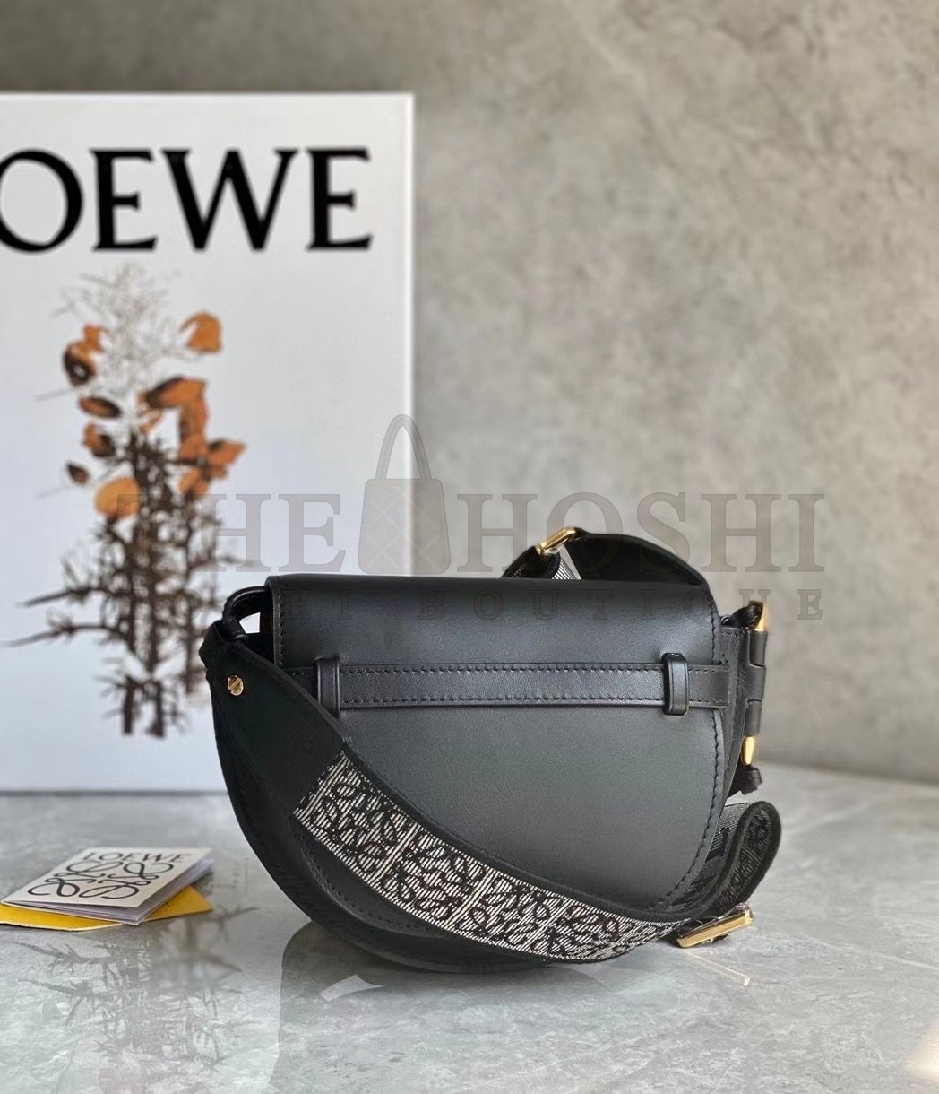 L0ew* Mini Gate Dual Bag In Black Calfskin Master Quality